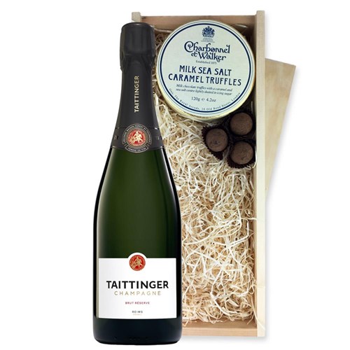 Taittinger Brut Champagne 75cl And Milk Sea Salt Charbonnel Chocolates Box
